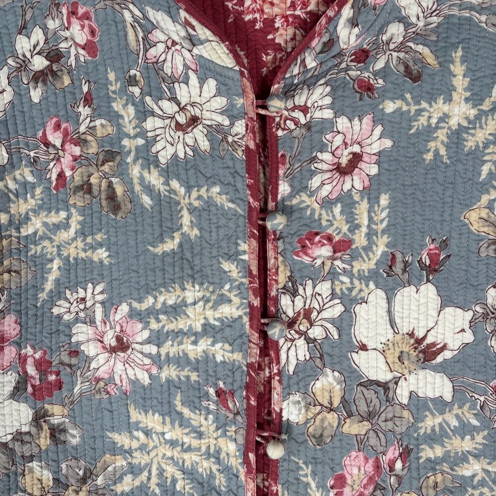 Women's XL Reversible Quilted Jacket Floral Grandmacore Boho Vintage Cottagecore - Picture 6 of 16